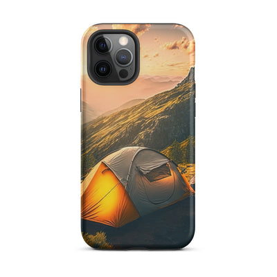 Zelt auf Berg im Sonnenaufgang - Landschafts - iPhone Schutzhülle (robust) camping xxx iPhone 12 Pro Max
