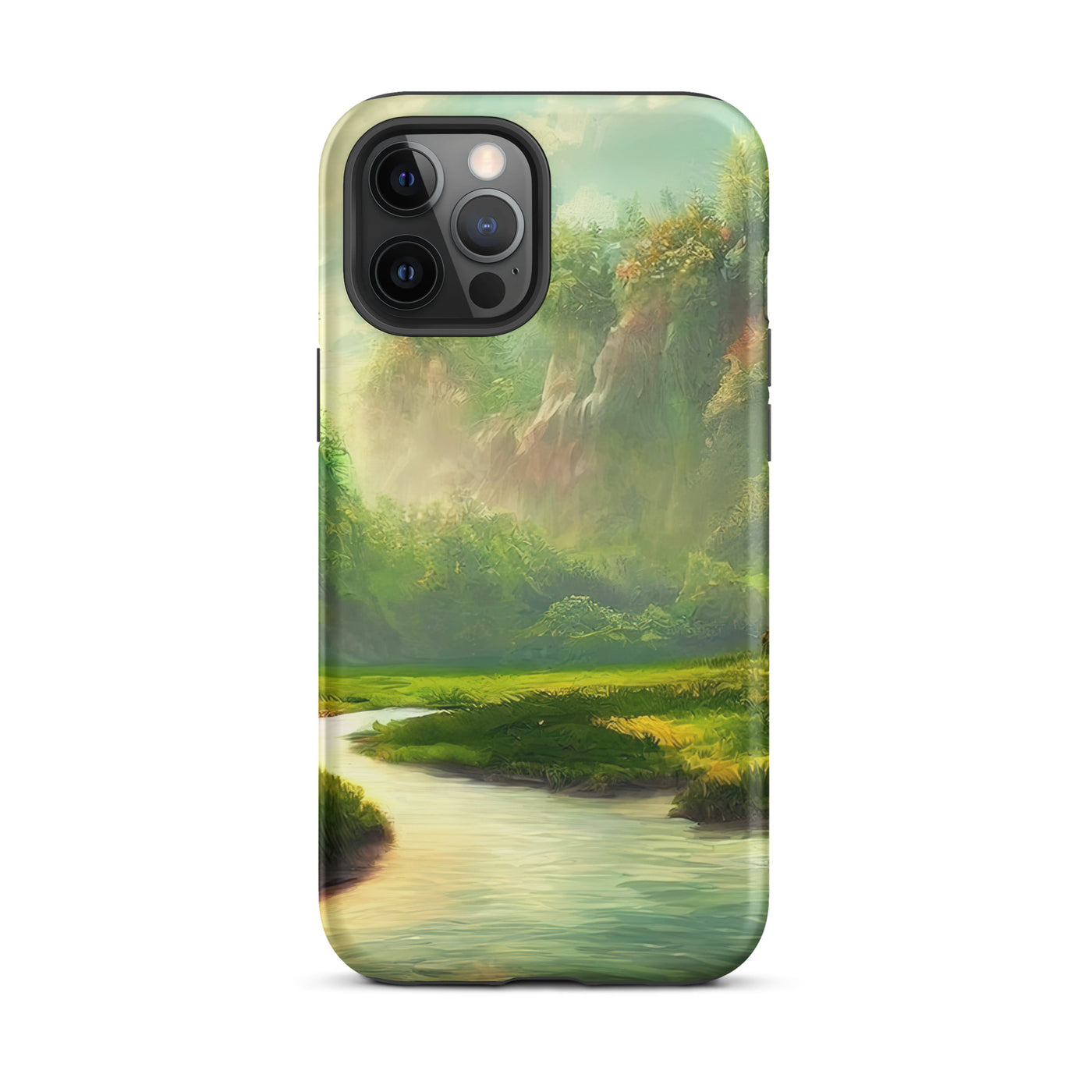 Bach im tropischen Wald - Landschaftsmalerei - iPhone Schutzhülle (robust) camping xxx iPhone 12 Pro Max