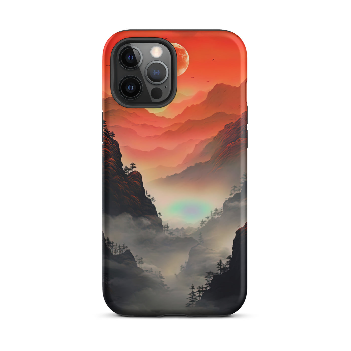 Gebirge, rote Farben und Nebel - Episches Kunstwerk - iPhone Schutzhülle (robust) berge xxx iPhone 12 Pro Max