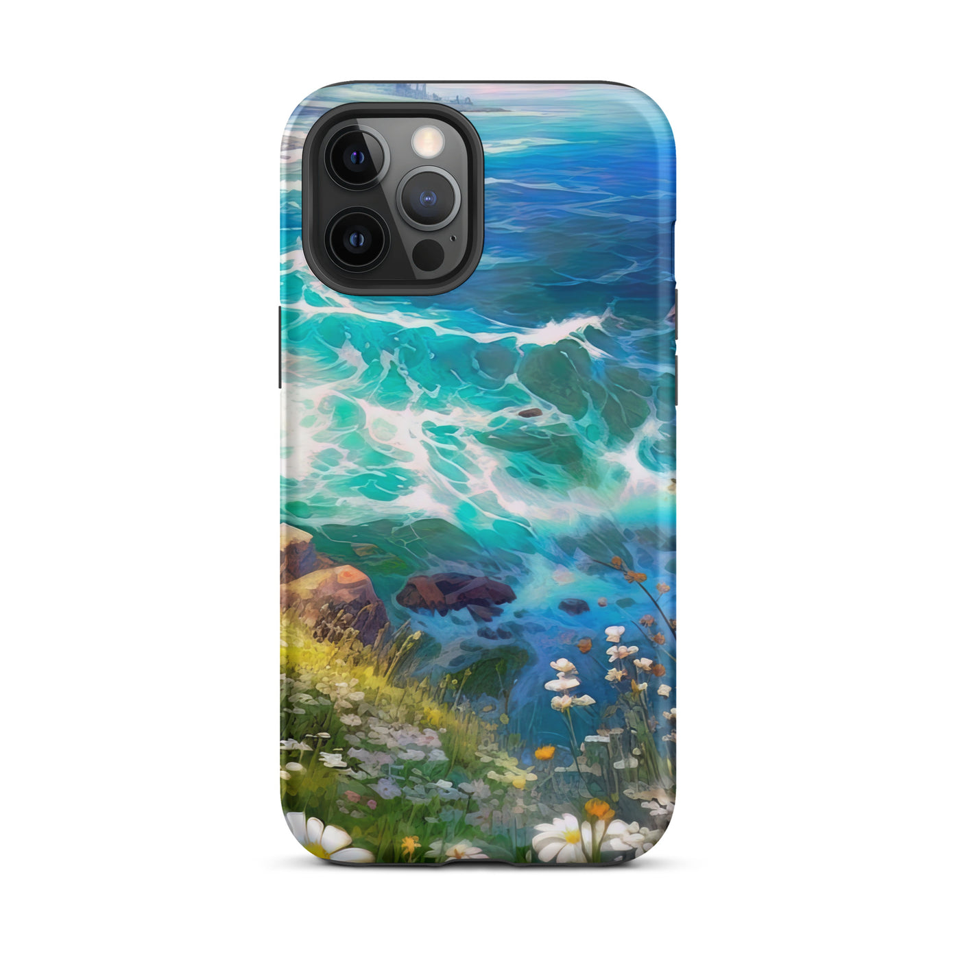 Berge, Blumen, Fluss und Steine - Malerei - iPhone Schutzhülle (robust) camping xxx iPhone 12 Pro Max