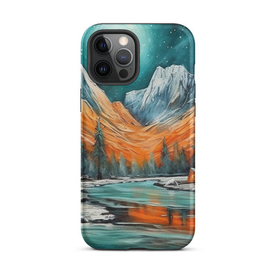 Berglandschaft und Zelte - Nachtstimmung - Landschaftsmalerei - iPhone Schutzhülle (robust) camping xxx iPhone 12 Pro Max