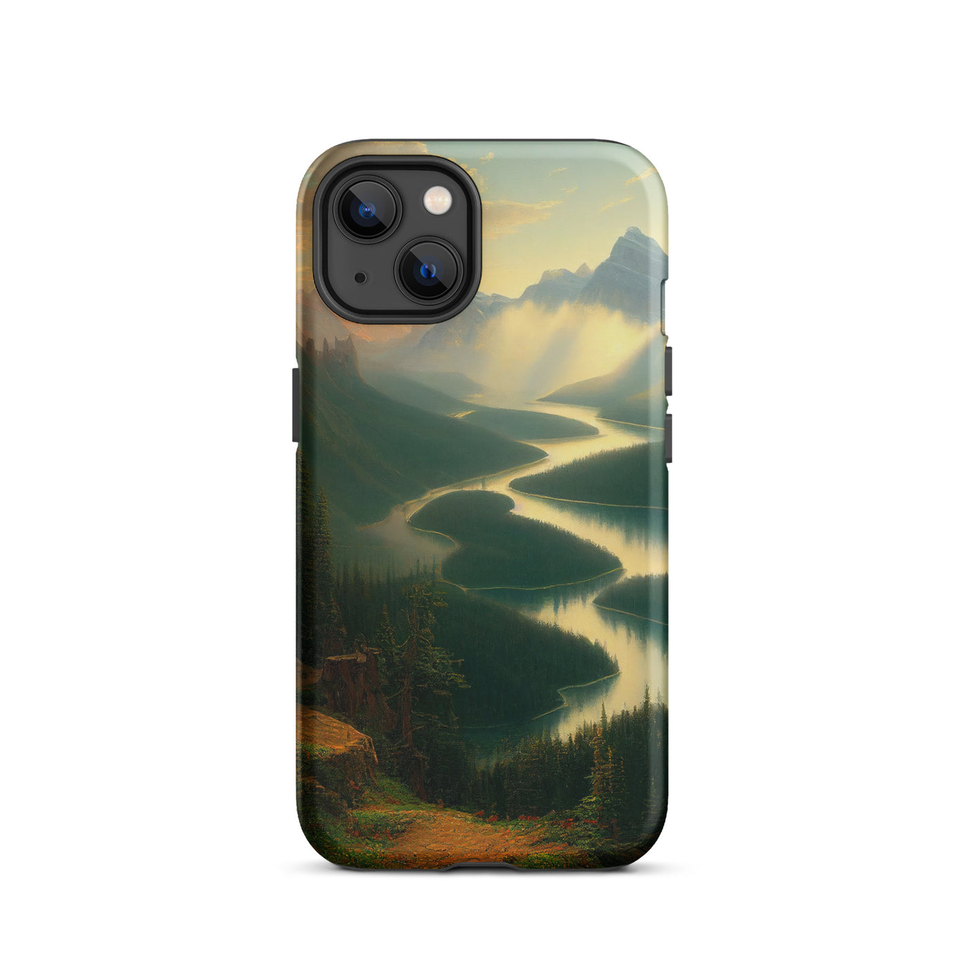 Landschaft mit Bergen, See und viel grüne Natur - Malerei - iPhone Schutzhülle (robust) berge xxx iPhone 13