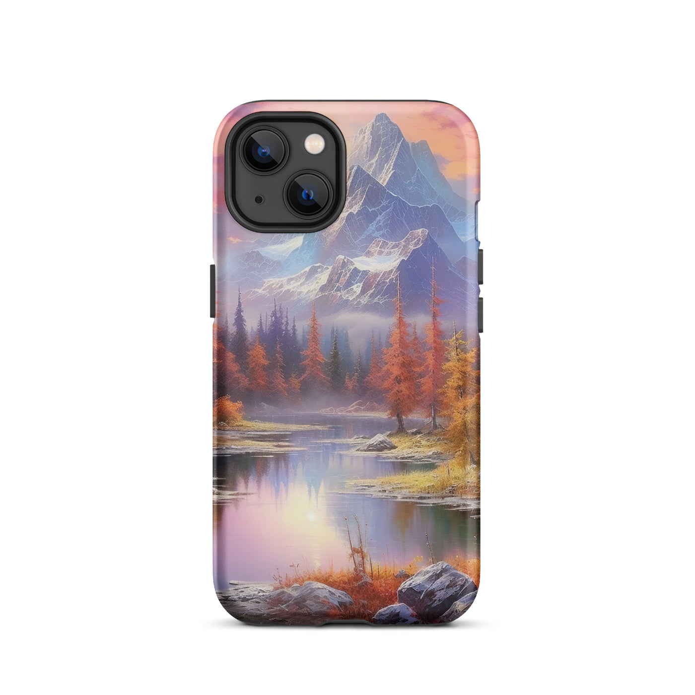 Landschaftsmalerei - Berge, Bäume, Bergsee und Herbstfarben - iPhone Schutzhülle (robust) berge xxx iPhone 13