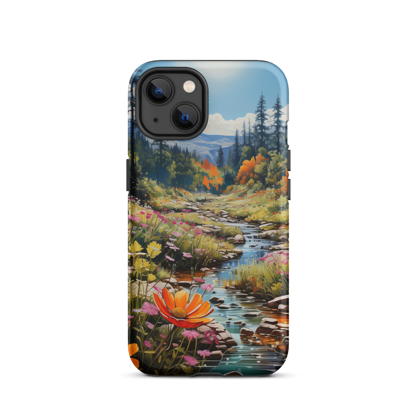 Berge, schöne Blumen und Bach im Wald - iPhone Schutzhülle (robust) berge xxx iPhone 13