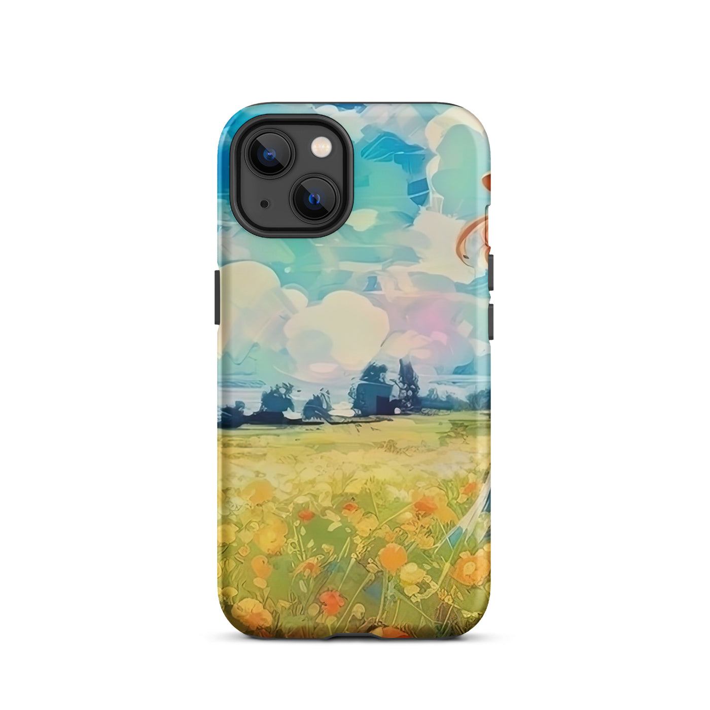 Dame mit Hut im Feld mit Blumen - Landschaftsmalerei - iPhone Schutzhülle (robust) camping xxx iPhone 13