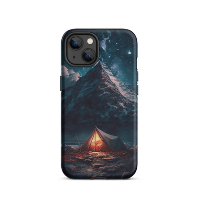 Zelt und Berg in der Nacht - Sterne am Himmel - Landschaftsmalerei - iPhone Schutzhülle (robust) camping xxx iPhone 13