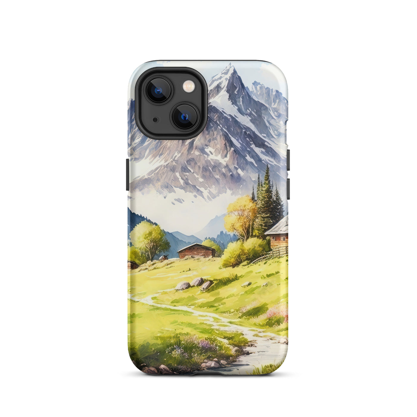 Epische Berge und Berghütte - Landschaftsmalerei - iPhone Schutzhülle (robust) berge xxx iPhone 13