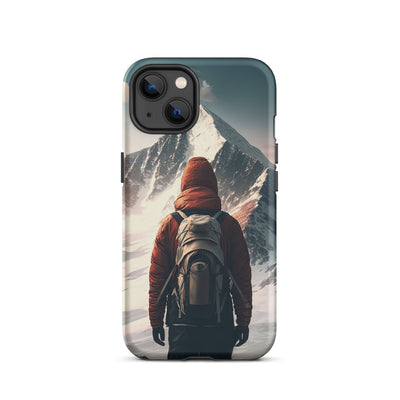 Wanderer von hinten vor einem Berg - Malerei - iPhone Schutzhülle (robust) berge xxx iPhone 13