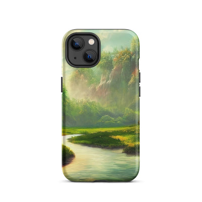 Bach im tropischen Wald - Landschaftsmalerei - iPhone Schutzhülle (robust) camping xxx iPhone 13