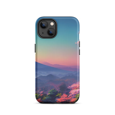 Berg und Wald mit pinken Bäumen - Landschaftsmalerei - iPhone Schutzhülle (robust) berge xxx iPhone 13