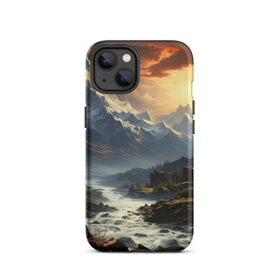 Berge, Sonne, steiniger Bach und Wolken - Epische Stimmung - iPhone Schutzhülle (robust) berge xxx iPhone 13