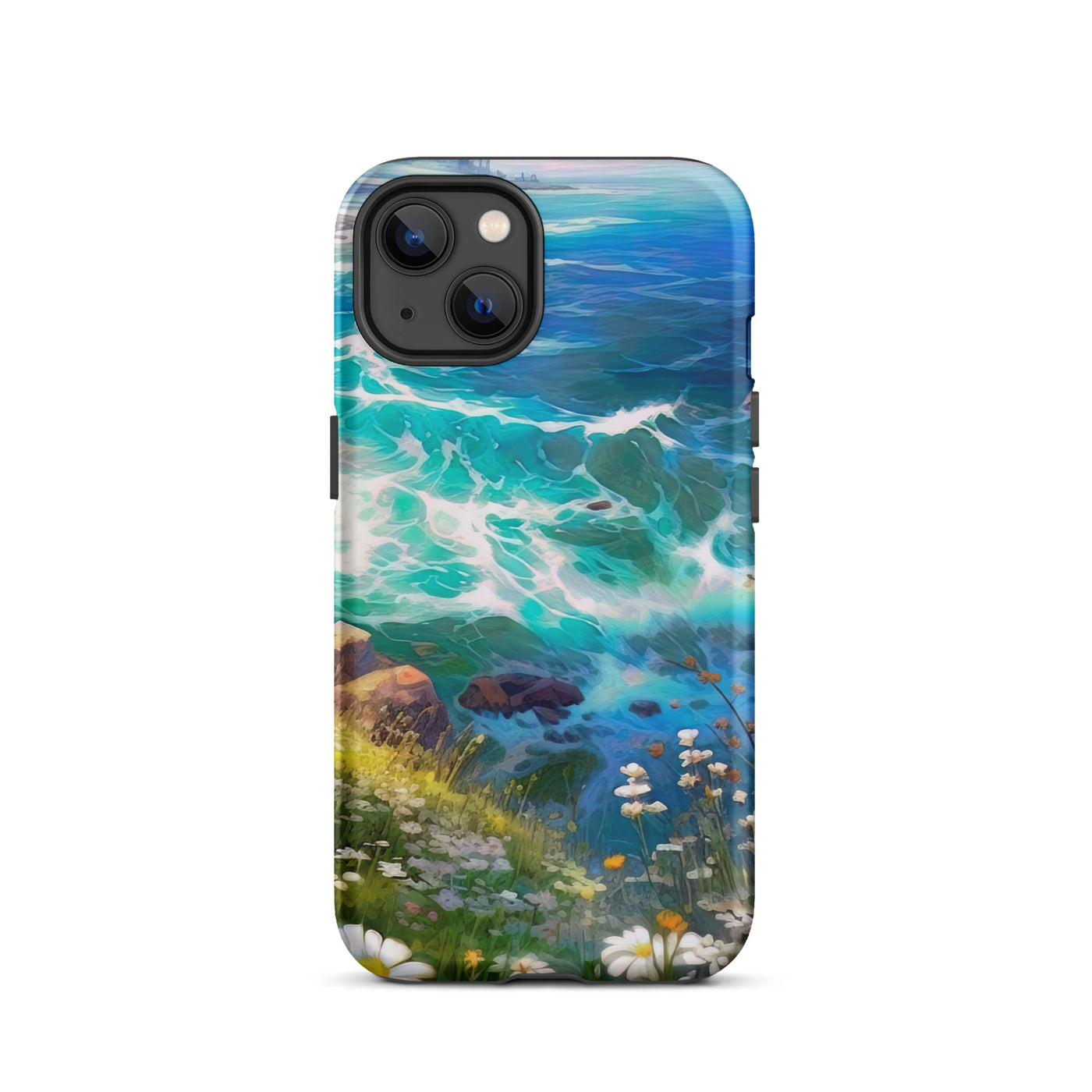 Berge, Blumen, Fluss und Steine - Malerei - iPhone Schutzhülle (robust) camping xxx iPhone 13