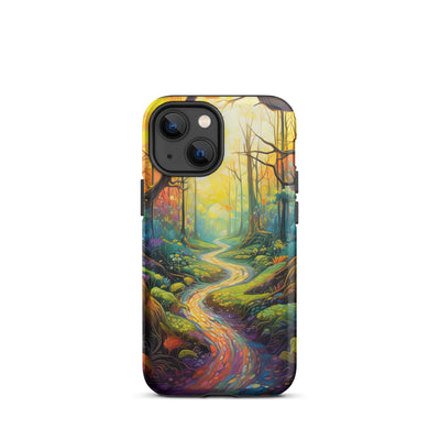 Wald und Wanderweg - Bunte, farbenfrohe Malerei - iPhone Schutzhülle (robust) camping xxx iPhone 13 mini