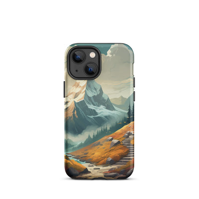 Berge, Wald und Wanderweg - Malerei - iPhone Schutzhülle (robust) berge xxx iPhone 13 mini