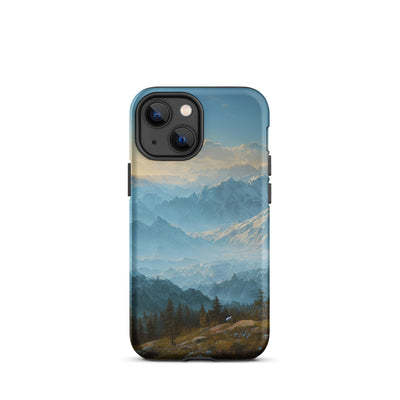 Schöne Berge mit Nebel bedeckt - Ölmalerei - iPhone Schutzhülle (robust) berge xxx iPhone 13 mini