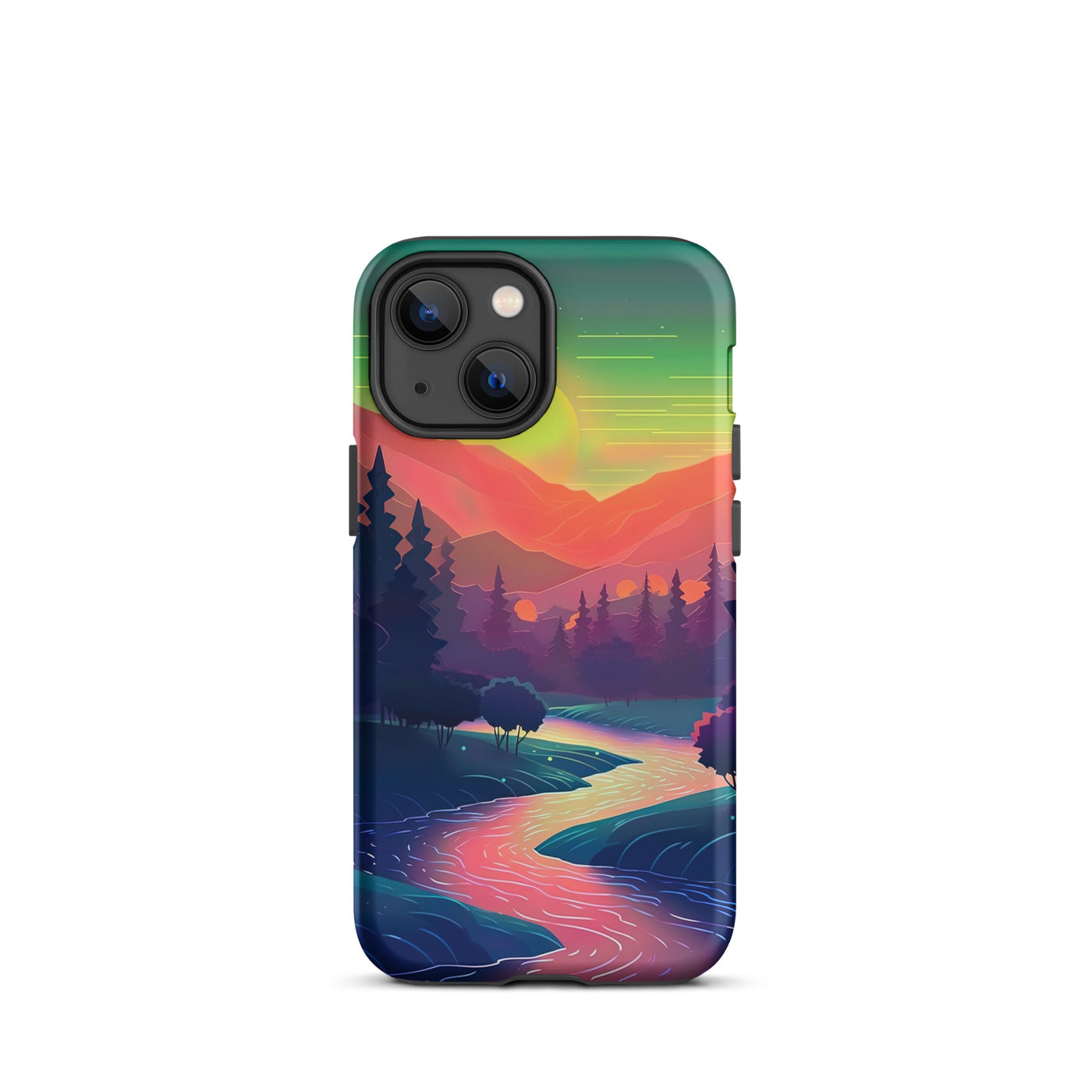 Berge, Fluss, Sonnenuntergang - Malerei - iPhone Schutzhülle (robust) berge xxx iPhone 13 mini