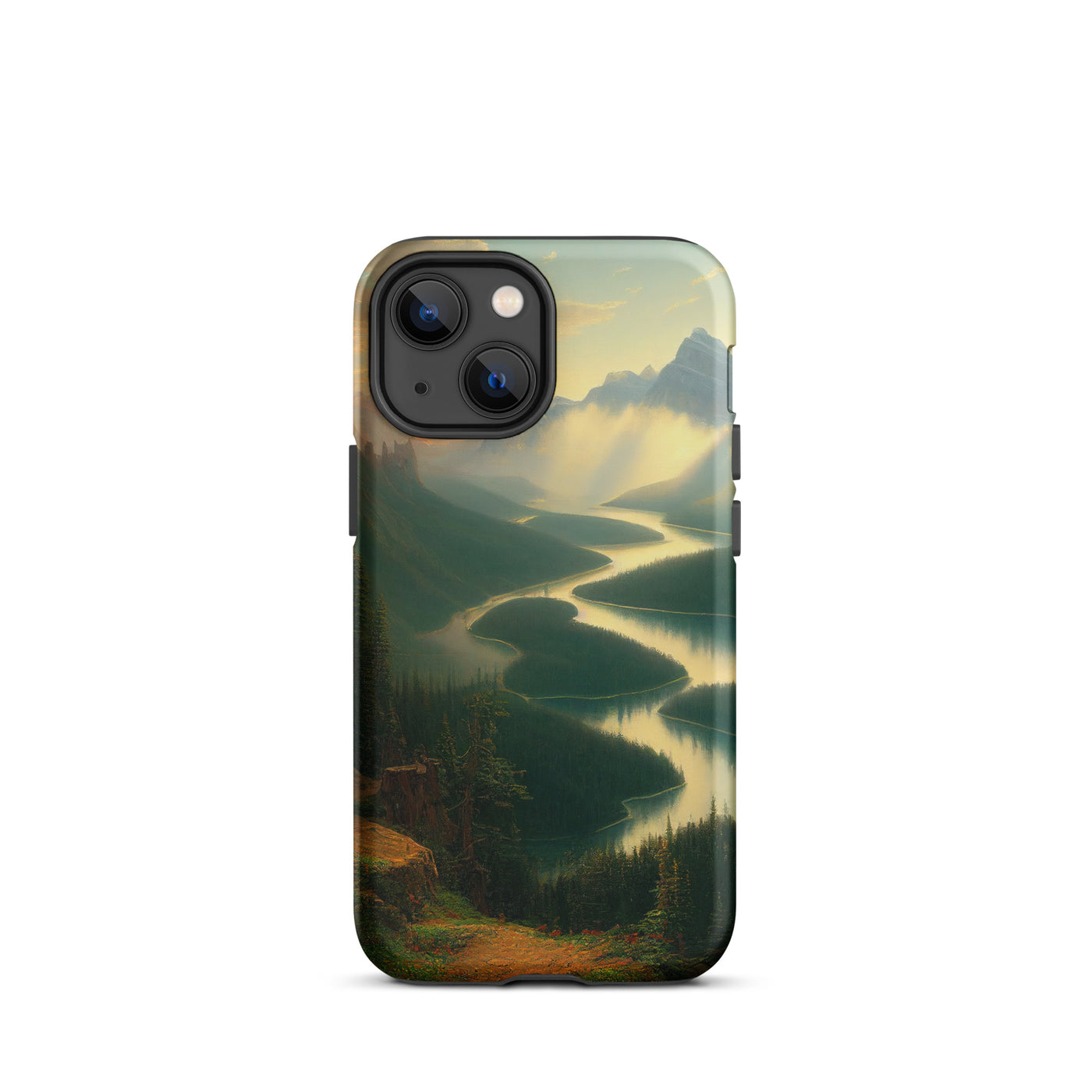 Landschaft mit Bergen, See und viel grüne Natur - Malerei - iPhone Schutzhülle (robust) berge xxx iPhone 13 mini
