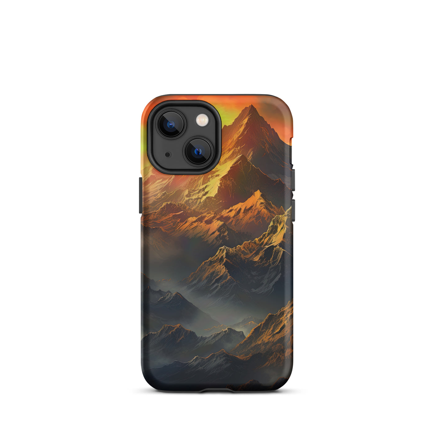 Wunderschöne Himalaya Gebirge im Nebel und Sonnenuntergang - Malerei - iPhone Schutzhülle (robust) berge xxx iPhone 13 mini