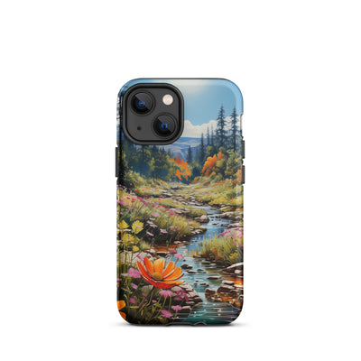 Berge, schöne Blumen und Bach im Wald - iPhone Schutzhülle (robust) berge xxx iPhone 13 mini