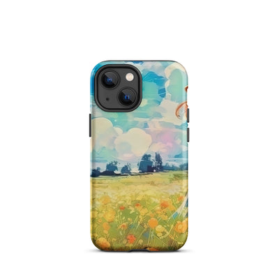 Dame mit Hut im Feld mit Blumen - Landschaftsmalerei - iPhone Schutzhülle (robust) camping xxx iPhone 13 mini