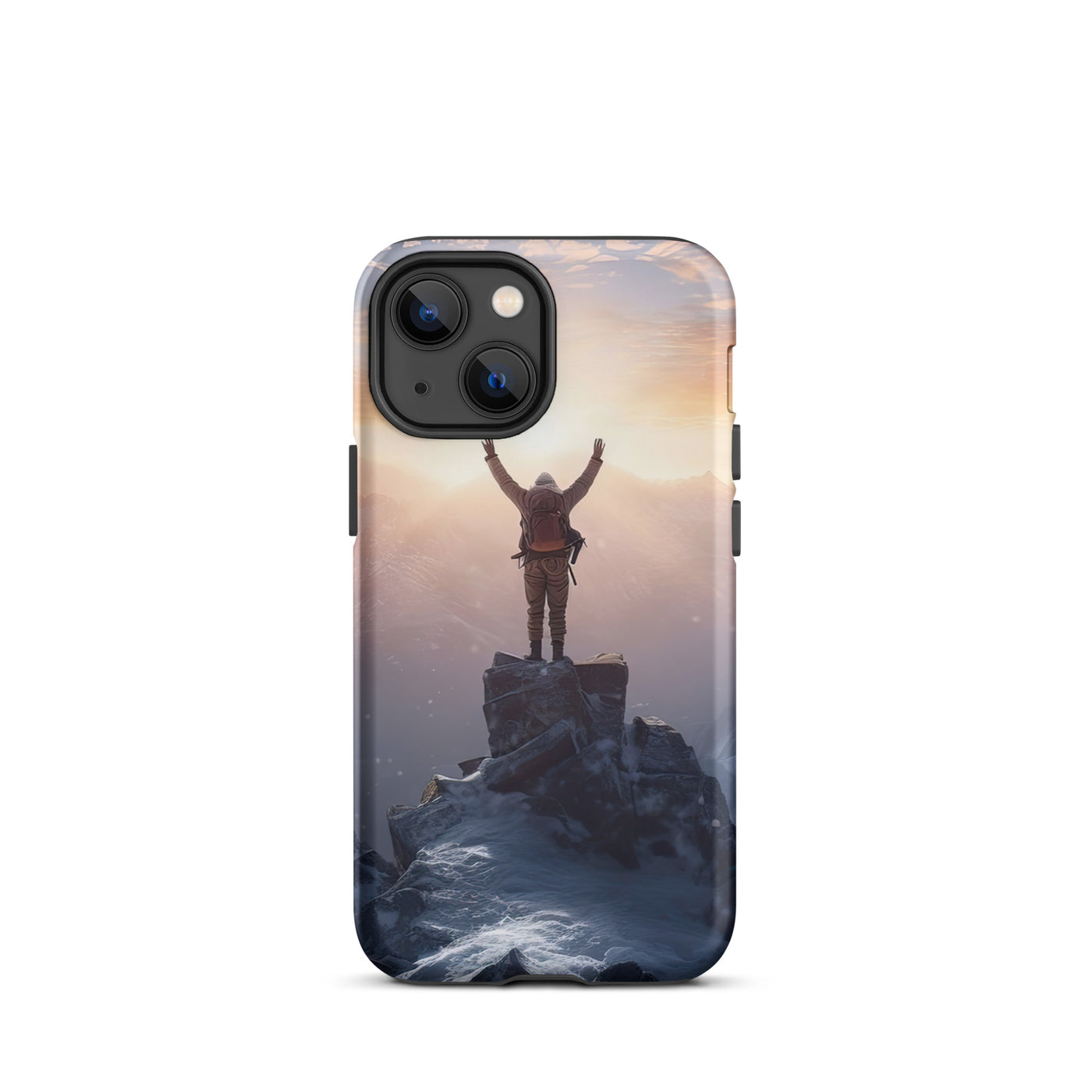 Mann auf der Spitze eines Berges - Landschaftsmalerei - iPhone Schutzhülle (robust) berge xxx iPhone 13 mini