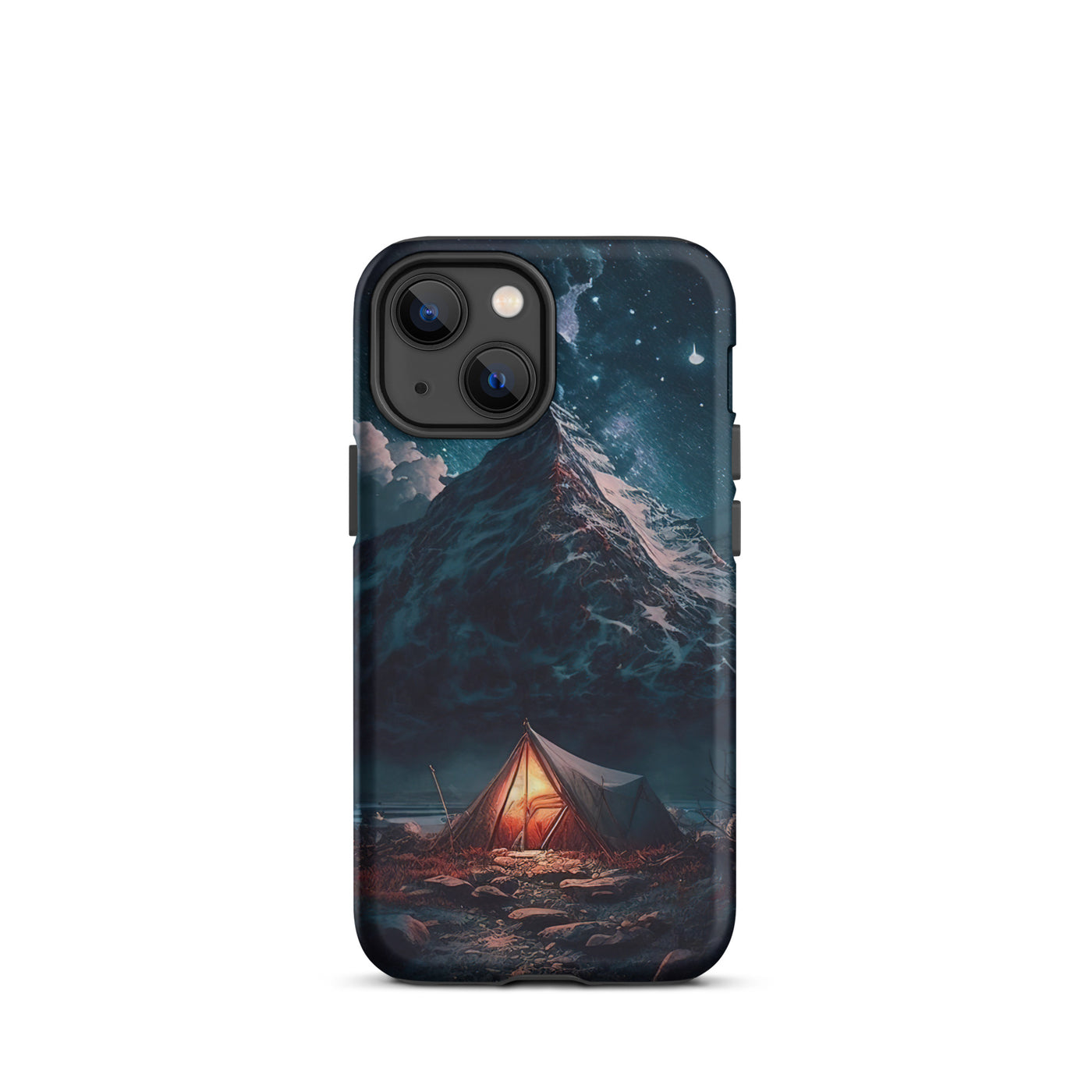 Zelt und Berg in der Nacht - Sterne am Himmel - Landschaftsmalerei - iPhone Schutzhülle (robust) camping xxx iPhone 13 mini
