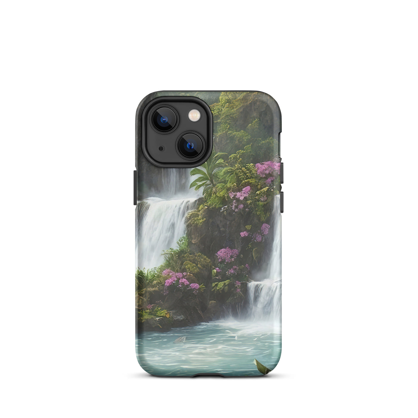 Wasserfall im Wald und Blumen - Schöne Malerei - iPhone Schutzhülle (robust) camping xxx iPhone 13 mini