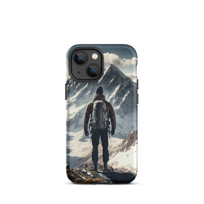 Wanderer auf Berg von hinten - Malerei - iPhone Schutzhülle (robust) berge xxx iPhone 13 mini