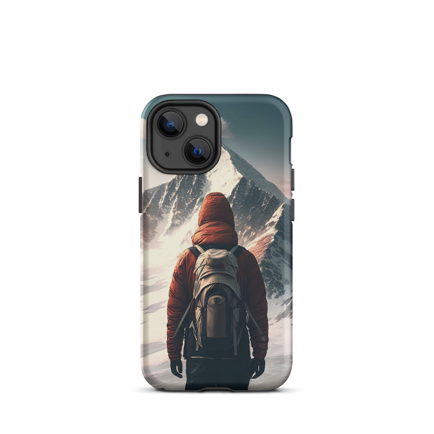 Wanderer von hinten vor einem Berg - Malerei - iPhone Schutzhülle (robust) berge xxx iPhone 13 mini