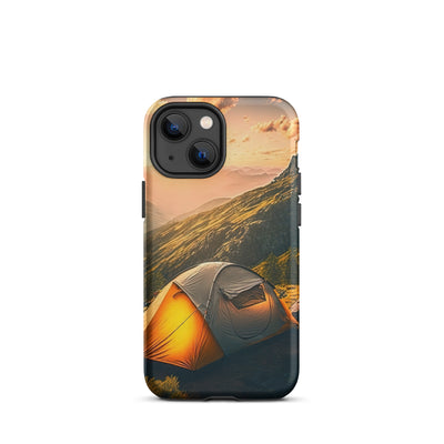 Zelt auf Berg im Sonnenaufgang - Landschafts - iPhone Schutzhülle (robust) camping xxx iPhone 13 mini