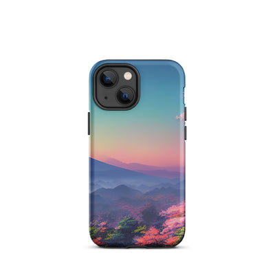 Berg und Wald mit pinken Bäumen - Landschaftsmalerei - iPhone Schutzhülle (robust) berge xxx iPhone 13 mini