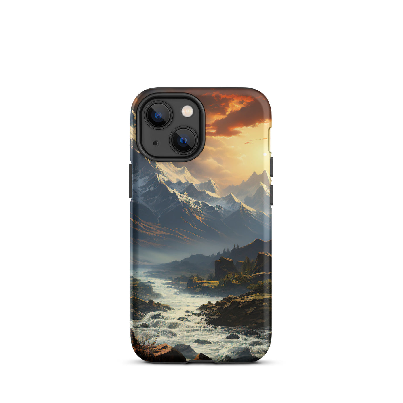Berge, Sonne, steiniger Bach und Wolken - Epische Stimmung - iPhone Schutzhülle (robust) berge xxx iPhone 13 mini
