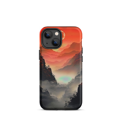 Gebirge, rote Farben und Nebel - Episches Kunstwerk - iPhone Schutzhülle (robust) berge xxx iPhone 13 mini