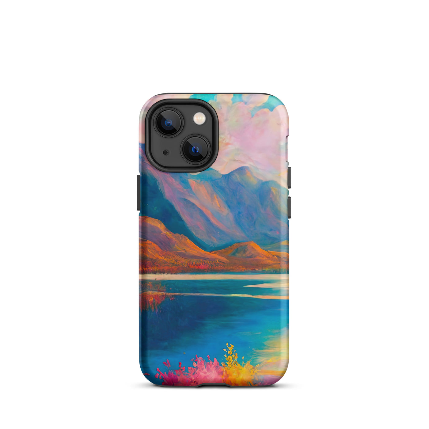 Berglandschaft und Bergsee - Farbige Ölmalerei - iPhone Schutzhülle (robust) berge xxx iPhone 13 mini