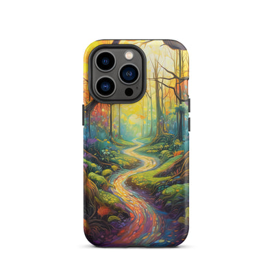 Wald und Wanderweg - Bunte, farbenfrohe Malerei - iPhone Schutzhülle (robust) camping xxx iPhone 13 Pro