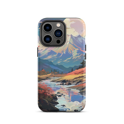 Berge. Fluss und Blumen - Malerei - iPhone Schutzhülle (robust) berge xxx iPhone 13 Pro
