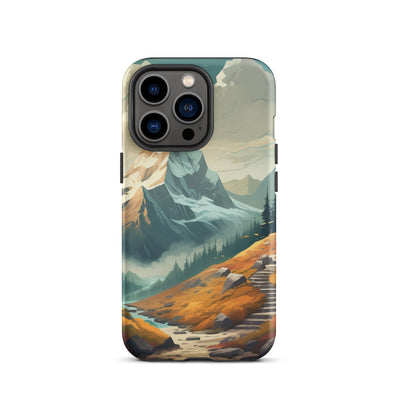 Berge, Wald und Wanderweg - Malerei - iPhone Schutzhülle (robust) berge xxx iPhone 13 Pro