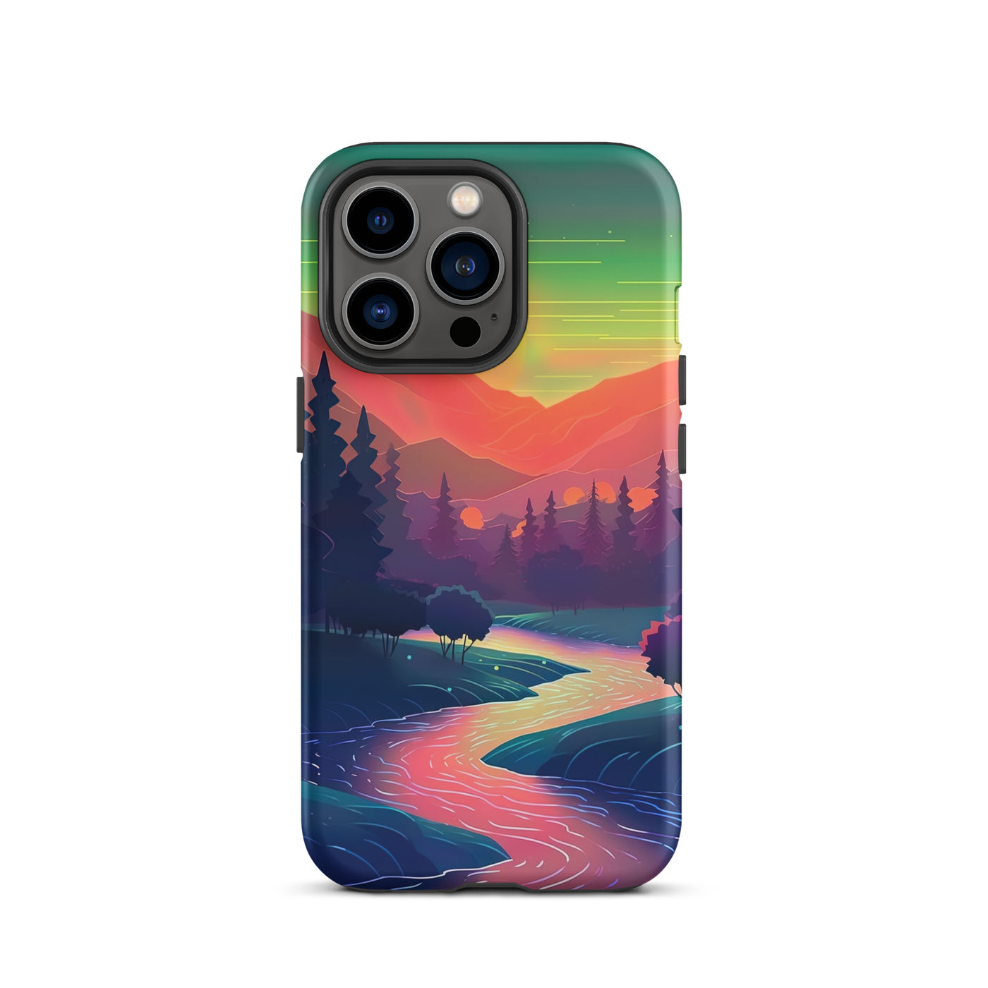 Berge, Fluss, Sonnenuntergang - Malerei - iPhone Schutzhülle (robust) berge xxx iPhone 13 Pro