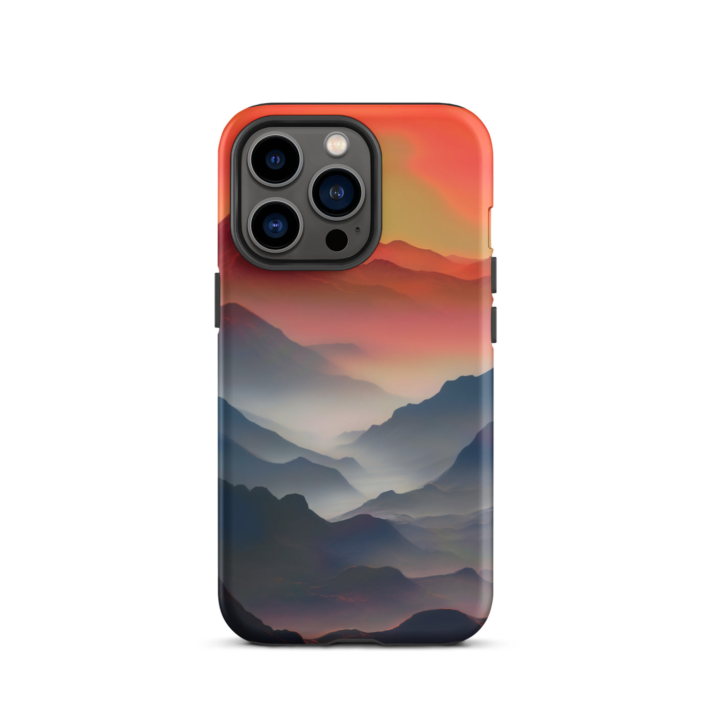 Sonnteruntergang, Gebirge und Nebel - Landschaftsmalerei - iPhone Schutzhülle (robust) berge xxx iPhone 13 Pro