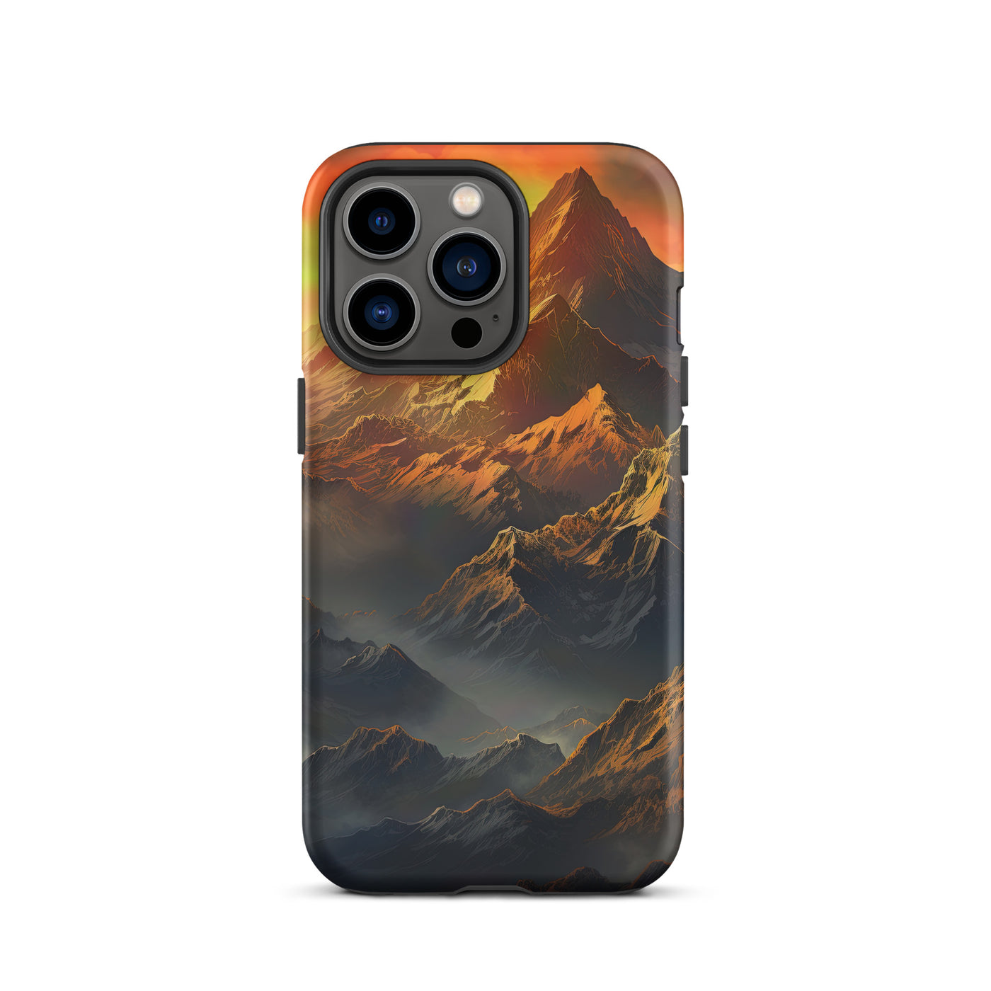 Wunderschöne Himalaya Gebirge im Nebel und Sonnenuntergang - Malerei - iPhone Schutzhülle (robust) berge xxx iPhone 13 Pro