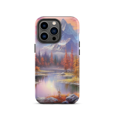 Landschaftsmalerei - Berge, Bäume, Bergsee und Herbstfarben - iPhone Schutzhülle (robust) berge xxx iPhone 13 Pro