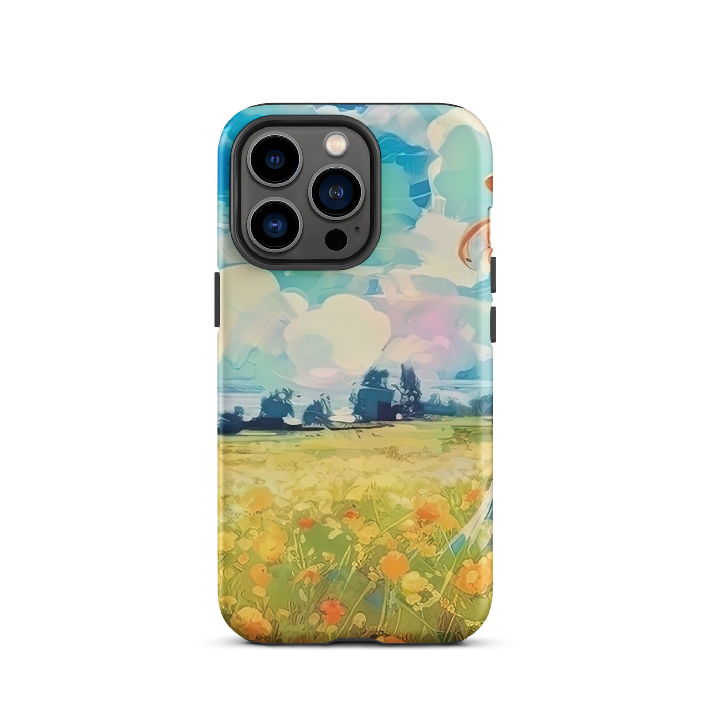 Dame mit Hut im Feld mit Blumen - Landschaftsmalerei - iPhone Schutzhülle (robust) camping xxx iPhone 13 Pro