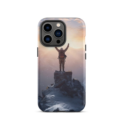 Mann auf der Spitze eines Berges - Landschaftsmalerei - iPhone Schutzhülle (robust) berge xxx iPhone 13 Pro