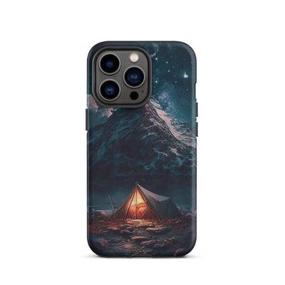 Zelt und Berg in der Nacht - Sterne am Himmel - Landschaftsmalerei - iPhone Schutzhülle (robust) camping xxx iPhone 13 Pro