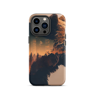 Bär und Bäume Illustration - iPhone Schutzhülle (robust) camping xxx iPhone 13 Pro