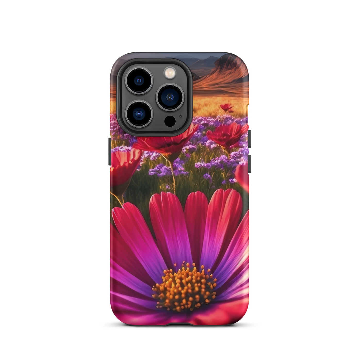 Wünderschöne Blumen und Berge im Hintergrund - iPhone Schutzhülle (robust) berge xxx iPhone 13 Pro