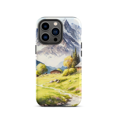 Epische Berge und Berghütte - Landschaftsmalerei - iPhone Schutzhülle (robust) berge xxx iPhone 13 Pro