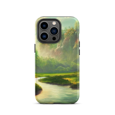 Bach im tropischen Wald - Landschaftsmalerei - iPhone Schutzhülle (robust) camping xxx iPhone 13 Pro