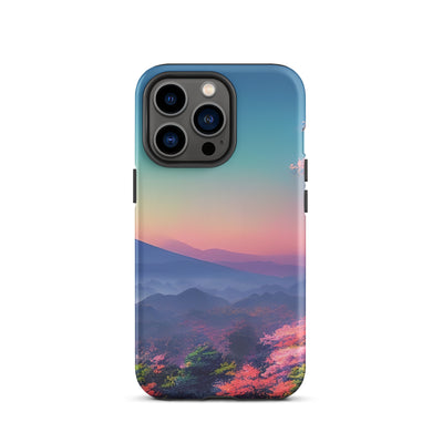 Berg und Wald mit pinken Bäumen - Landschaftsmalerei - iPhone Schutzhülle (robust) berge xxx iPhone 13 Pro