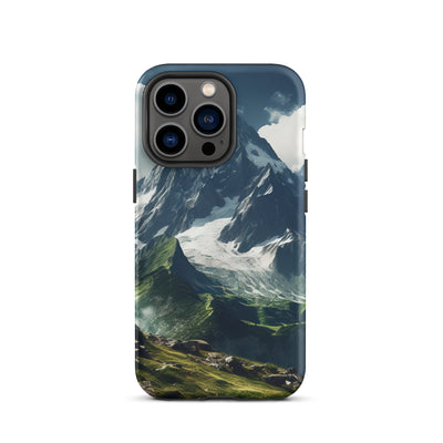 Gigantischer Berg - Landschaftsmalerei - iPhone Schutzhülle (robust) berge xxx iPhone 13 Pro